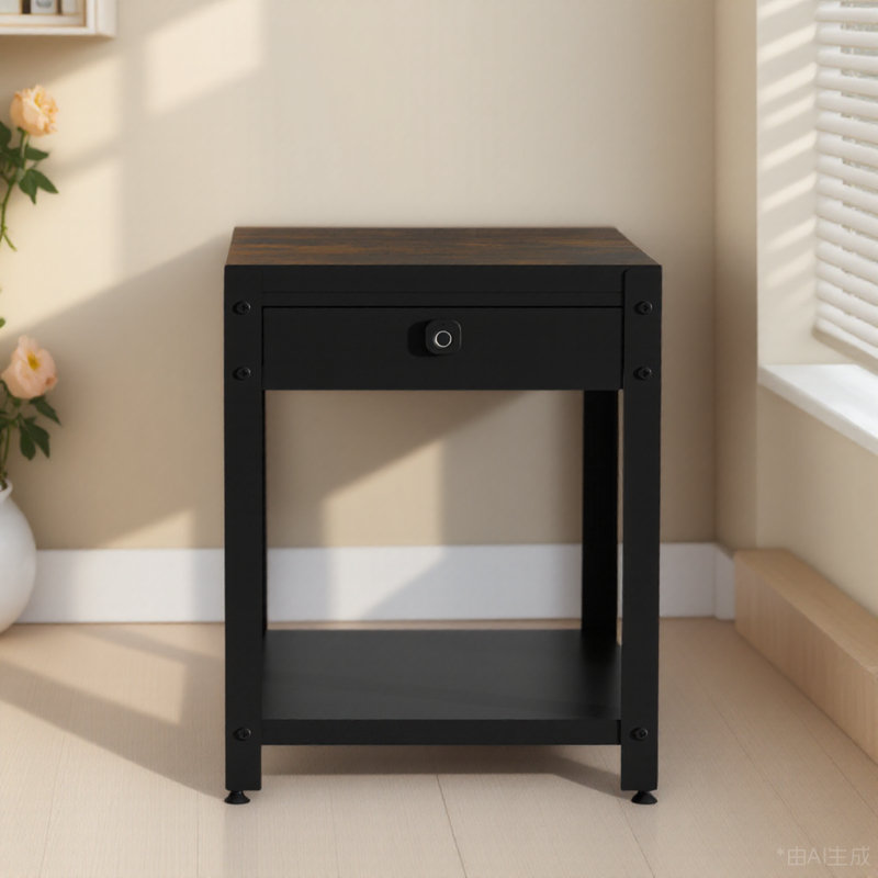 Table de chevet avec compartiment à serrure cachée, table d'appoint à empreinte digitale intelligente, armoire de rangement sécuritaire, petite table basse à rangement rapide