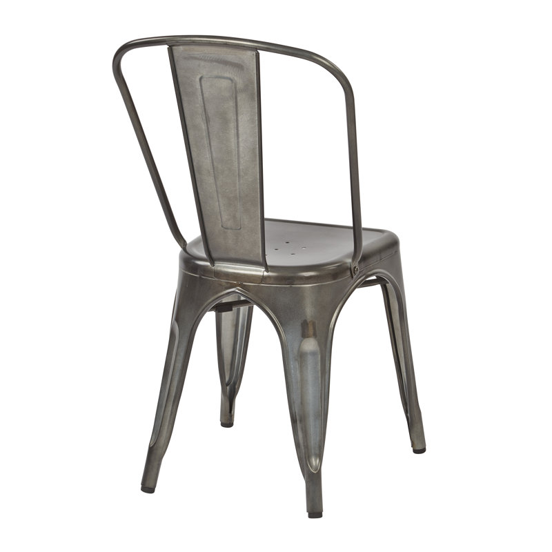 Ogawa 17'' H Stacking Side Chair, Matte Galvanized