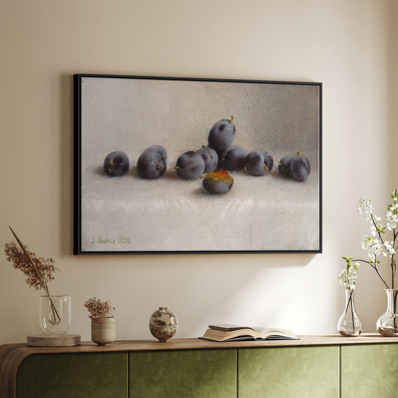 Botanique rétro - XLIV, H 25 po x l 37 po x P 2 po, Toile avec cadre flottant noir