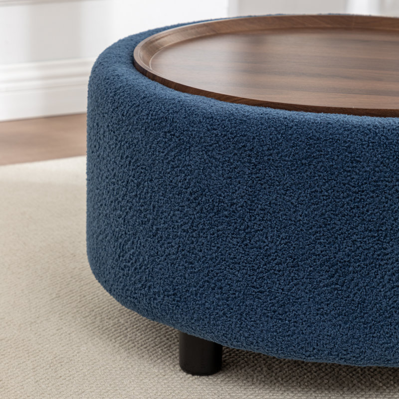 Table basse ronde avec rangement Pietsch, Bouclé bleu