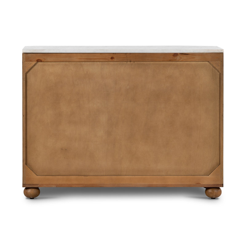 Tiago 3 - Drawer Dresser, Toasted Oak/Polished White Marble