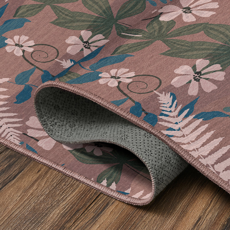Florentina Bloom Machine Washable Non-Slip Stain-Resistant Tropical Floral Bedroom Living Dining Room Area Rug - 5'x7'