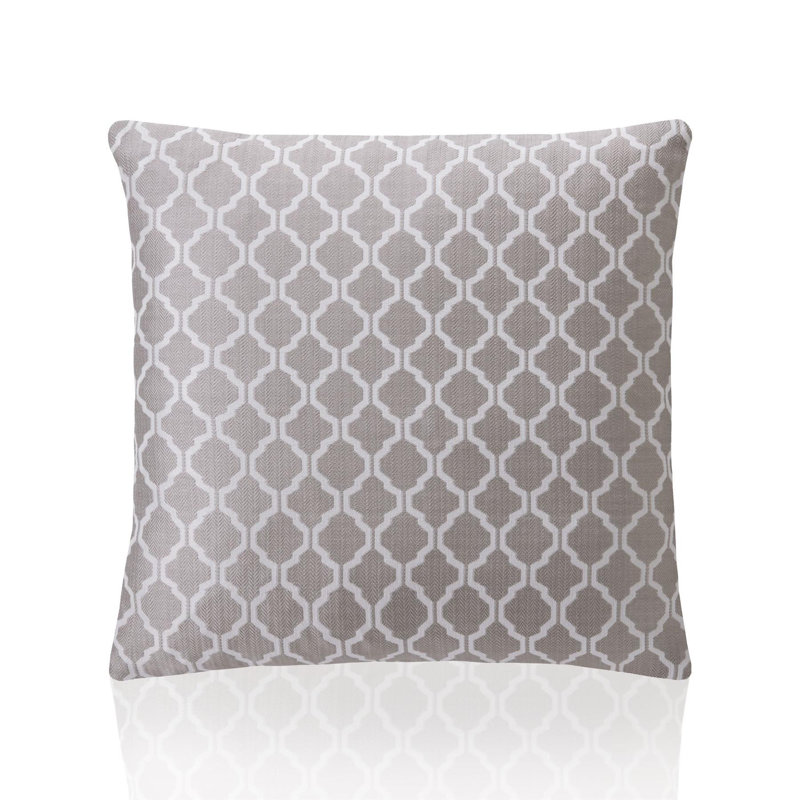 Dareece Geometric Square Cushion, Latte/White