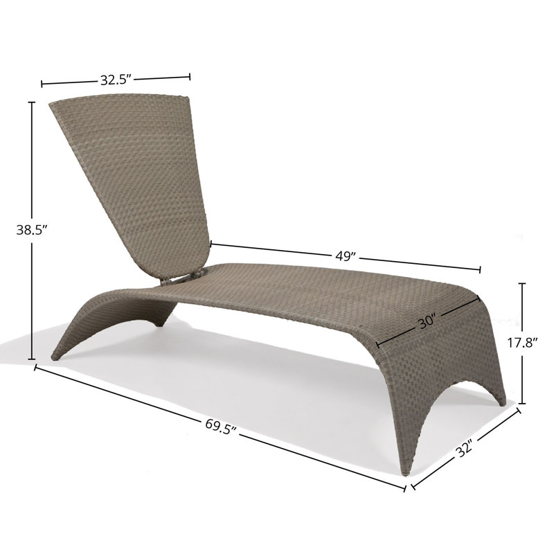 Malibu Nest Chaise Lounge with Folding Back, Driftwood