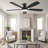 54 Inch Ceiling Fans With Led Light and Remote/App Control, Flush Mount, Dimmable Light, Modern Black Ceiling Fan for Livingroom, Indoor/Covered Outdoor Use-117583320-117583318