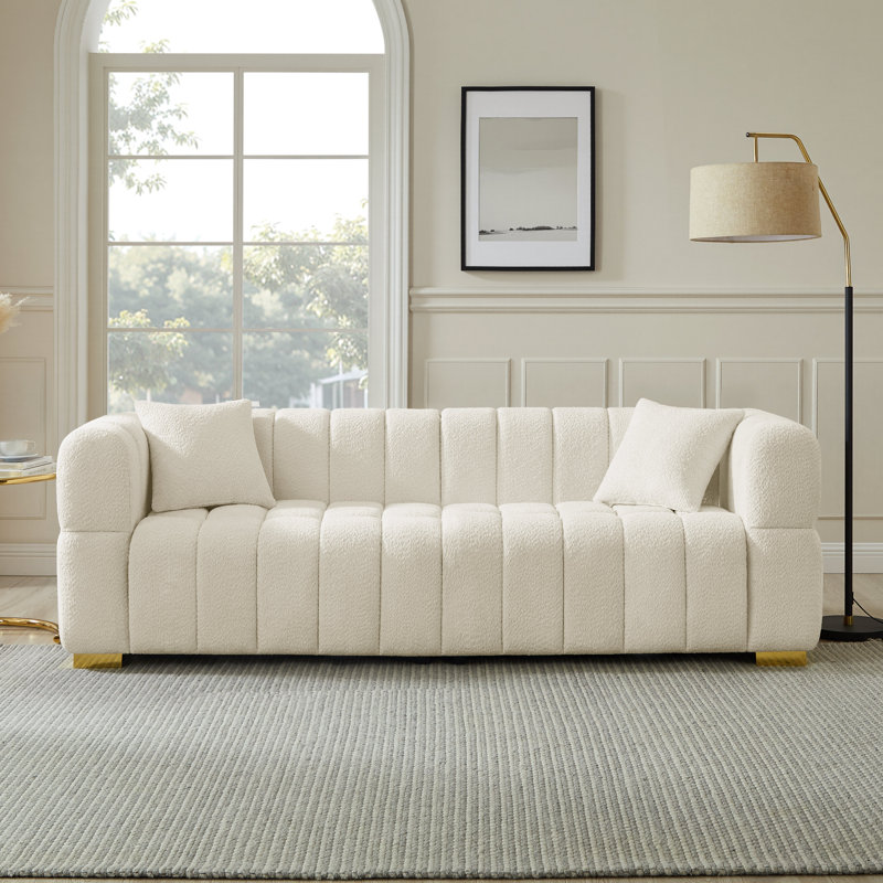 Canapé rembourré 90,94 po Makirah, Boucle blanc