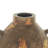 Anelis Ceramic Antique Style Distressed Decorative Brown Vase with Grooves and Handles
