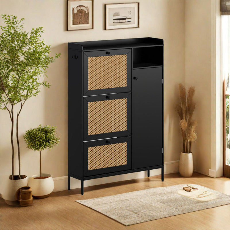 40 Pair Shoe Storage Cabinet, Black