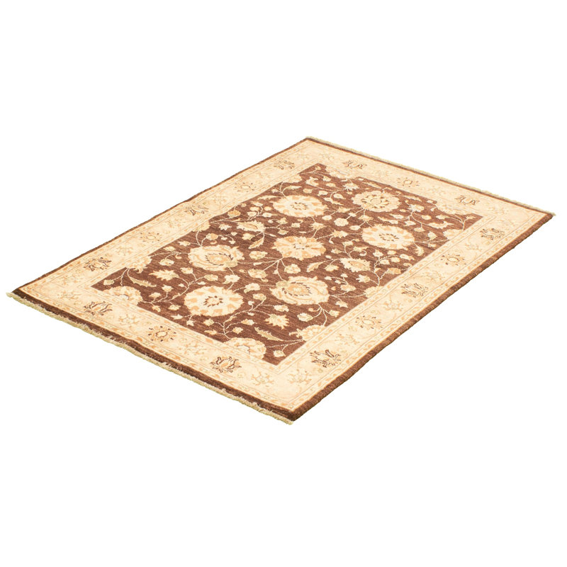 Tapis en laine brun/ivoire 4 pi x 6 pi 1 po main-of-kind-noué la 2010 ushak Shelstead