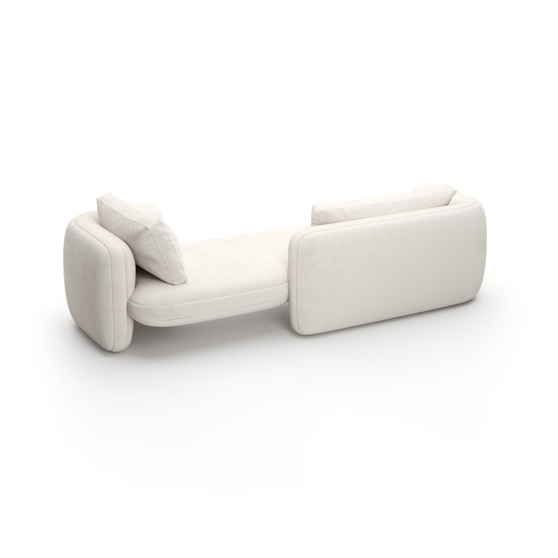 Overlap Velvet Chaise Lounge, White, White