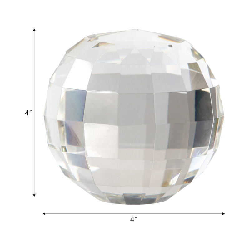 Decorative Glass Faceted Orb Accent for Home Decor - Elegant Decoration for Living Room, Office, and Table Display - Clear