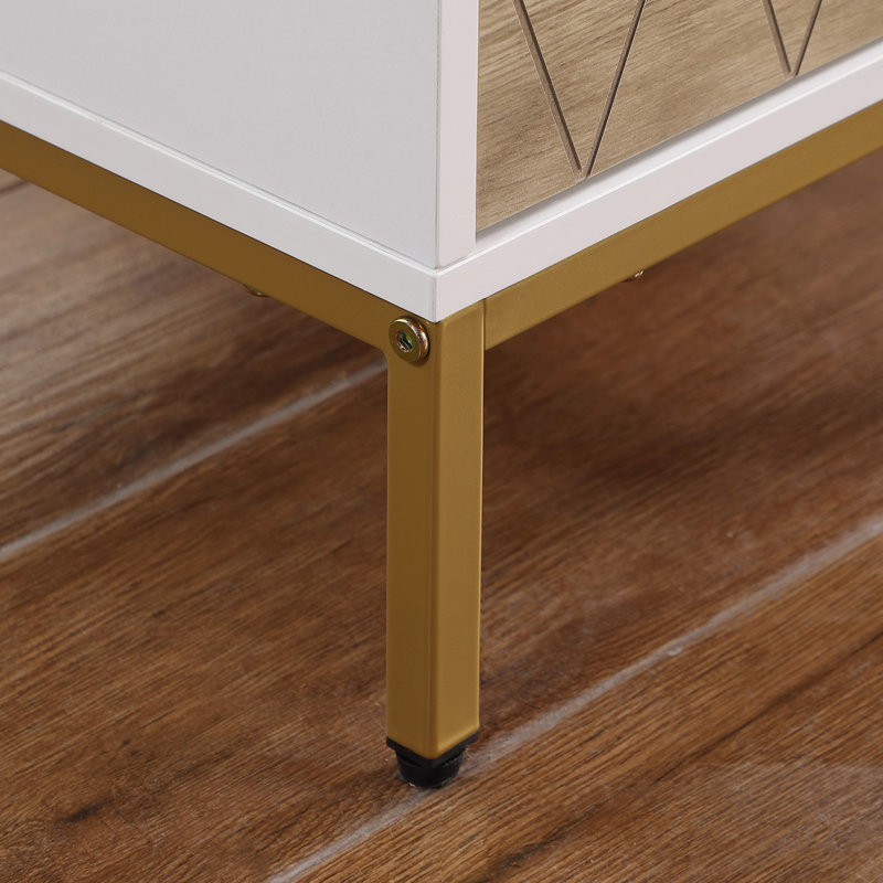 Table de chevet avec 3 tiroirs, table de bout moderne Mid-Century