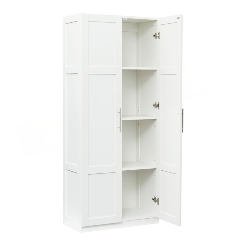 Armoire pour garde-manger, armoires de rangement pour garde-manger avec 2 portes et 3 tablettes, armoire de rangement pour garde-manger blanche, armoire pour la cuisine, la salle à manger et le salon.