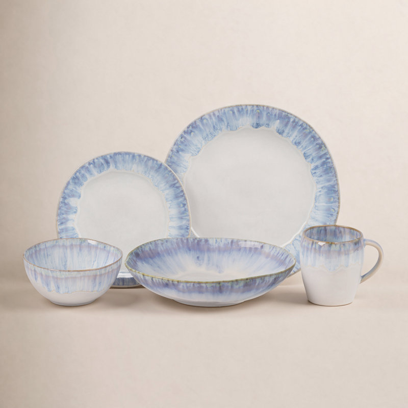 Brisa Piece Handmade Stoneware Dinnerware Set, Ria Blue