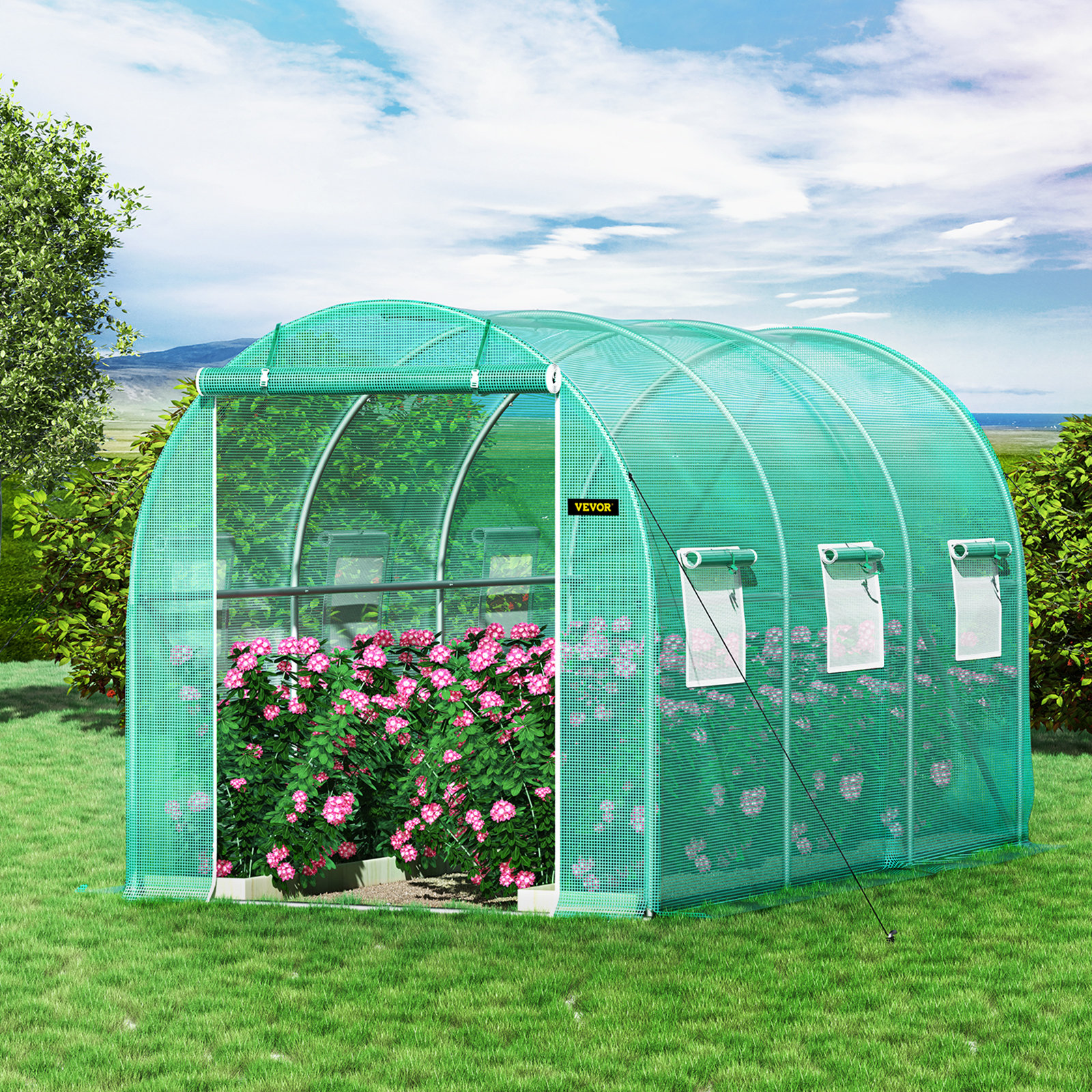 VEVOR Walk-in Tunnel Greenhouse, 12 x 7 x 7 ft Portable Plant Hot House ...