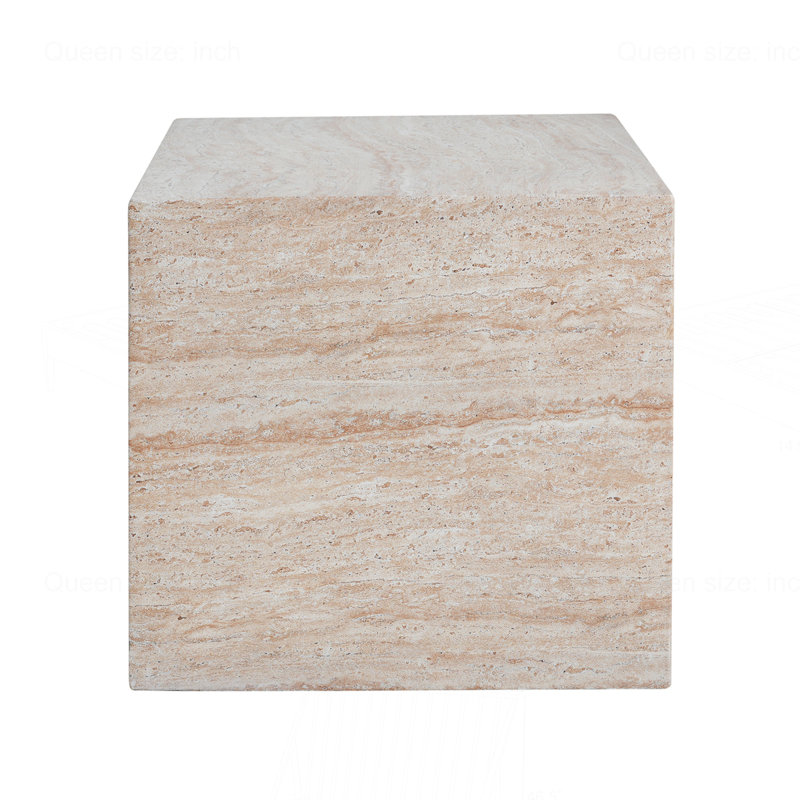 Outdoor Travertine Lightweight Concrete Side Table