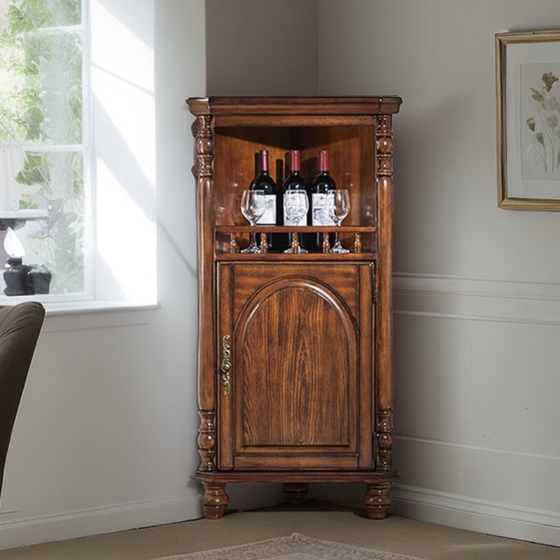 Armoire de coin multifonctionnelle en bois massif, Brun noisette