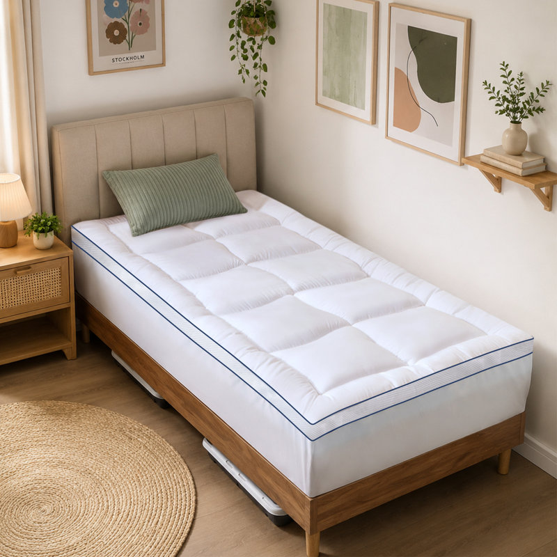 Surmatelas en mousse viscoélastique double couche 4 "avec viscose dérivé du bambou 2" mousse viscoélastique gélifiée rafraîchissante 2 "pour soulager les maux de dos