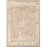 Oushak Hand Knotted Wool Floral Area Rug in Beige/Ivory