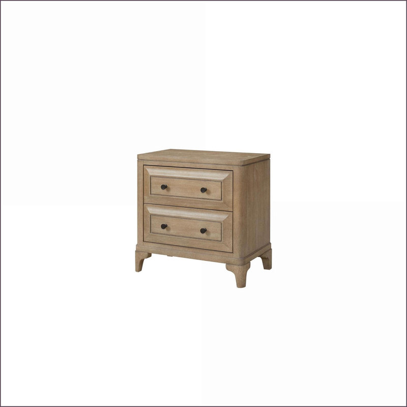 2 Drawer Sand Finish Nightstand with USB Ports &amp; Storage