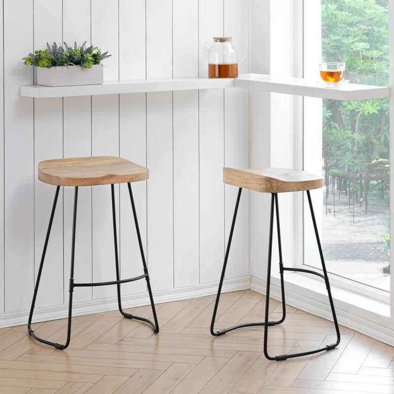 Gallitzin Solid Wood Kitchen Counter Bar Stool, Natural, Counter Stool (68.5cm Seat Height)
