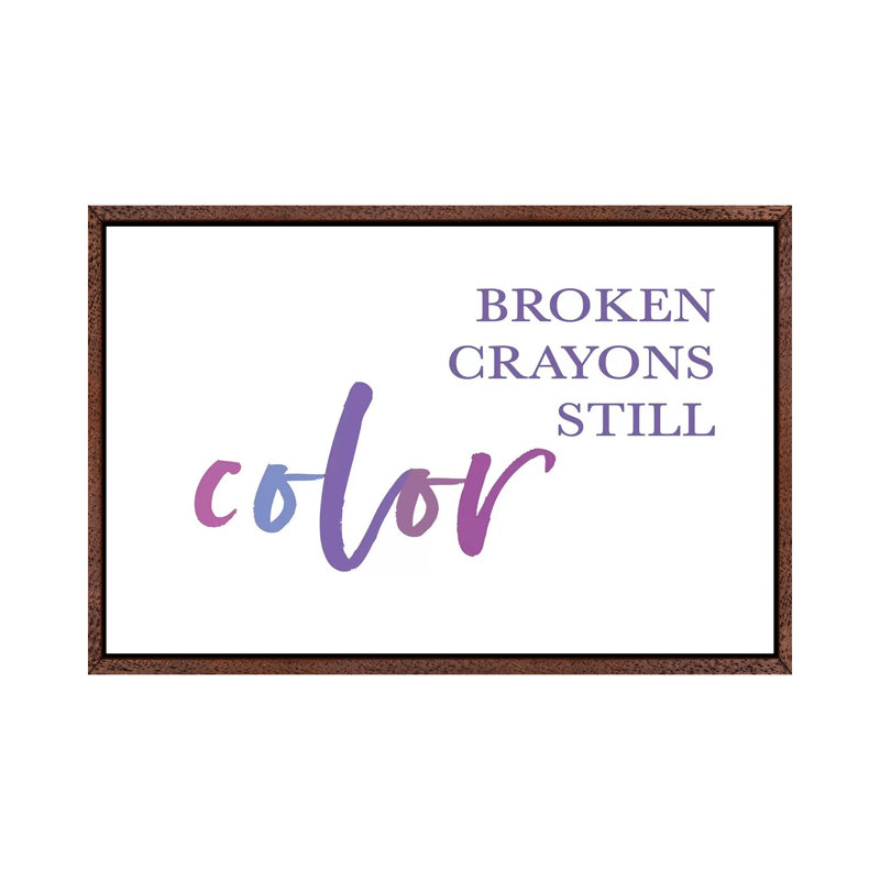 Broken Crayons II by Leah Straatsma - Print on Canvas, 45.72cm H x 66.04cm W x 3.81cm D, Classic Brown Wood Floater Framed