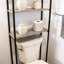 Étagère de rangement au-dessus de la toilette, organisateur de salle de bain à 4 niveaux avec tablettes ouvertes et structure en fer robuste, maximise l'espace vertical pour les serviettes et les articles de toilette