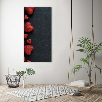 Hearts On The Blackboard - Wrapped Canvas Print