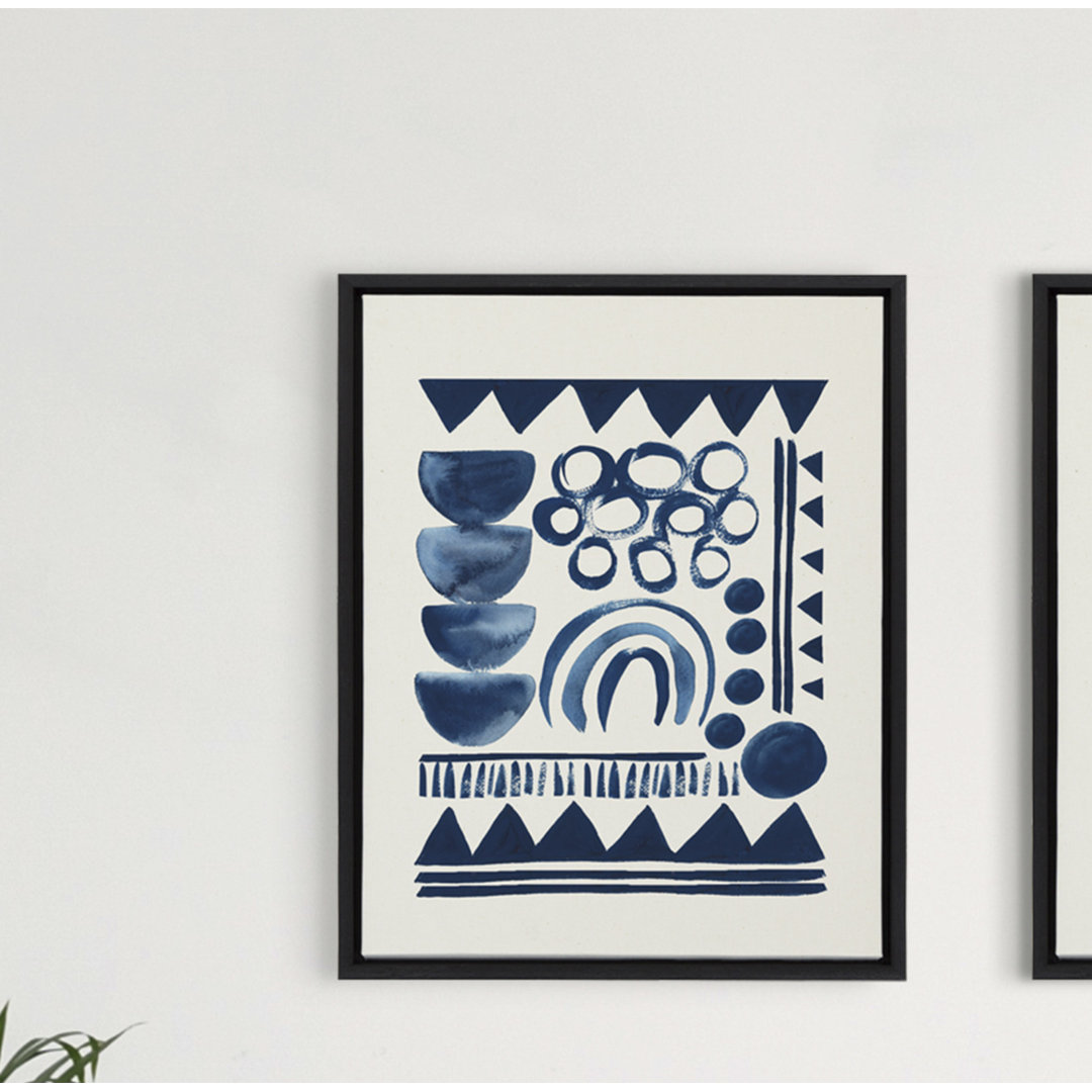 858 Indigo Abstract by Teju Reval Framed Canvas Wall Art Print Corrigan Studio®