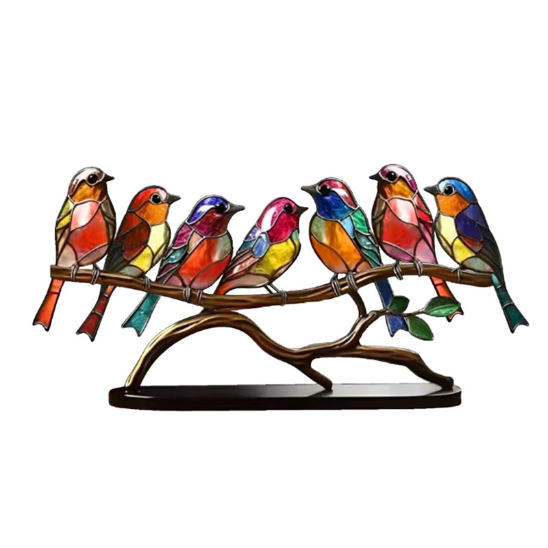 Figurine d'oiseau en acrylique sur une branche