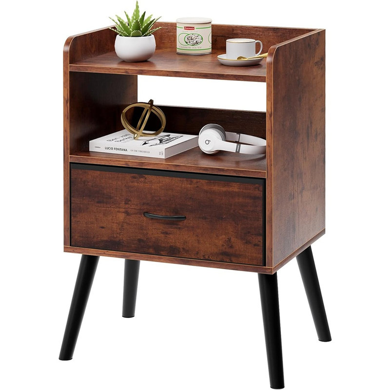 Nightstand With Open Shelf,night Stand With Drawer Storage Side Table End Table