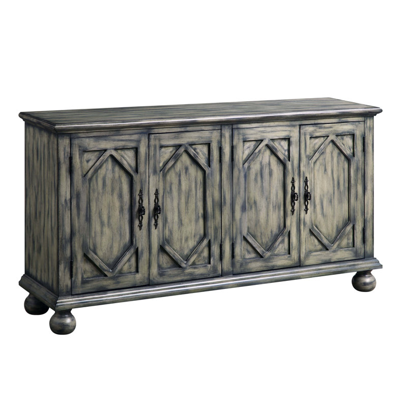 Rustic Gray Finish Console Cabinet