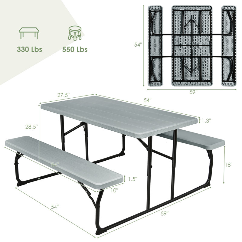 Banc de pique-nique en métal Jovell