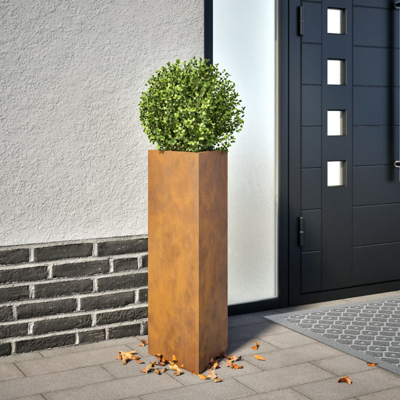 Williston Forge Garden Planter Triangular Corten Steel, Brown, 75cm H x 30cm W x 26cm D