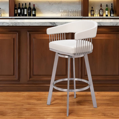 Chaise de bar pivotante 31 po en similicuir et acier inoxydable 31 po