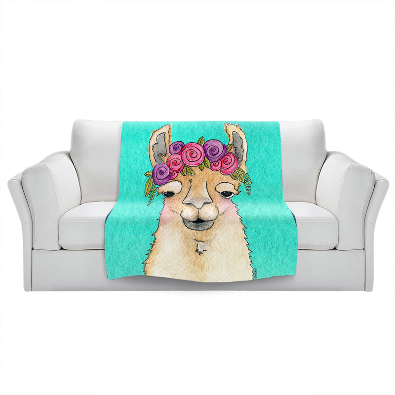 Couverture Garland Llama, 51 po x 60 po, Turquoise