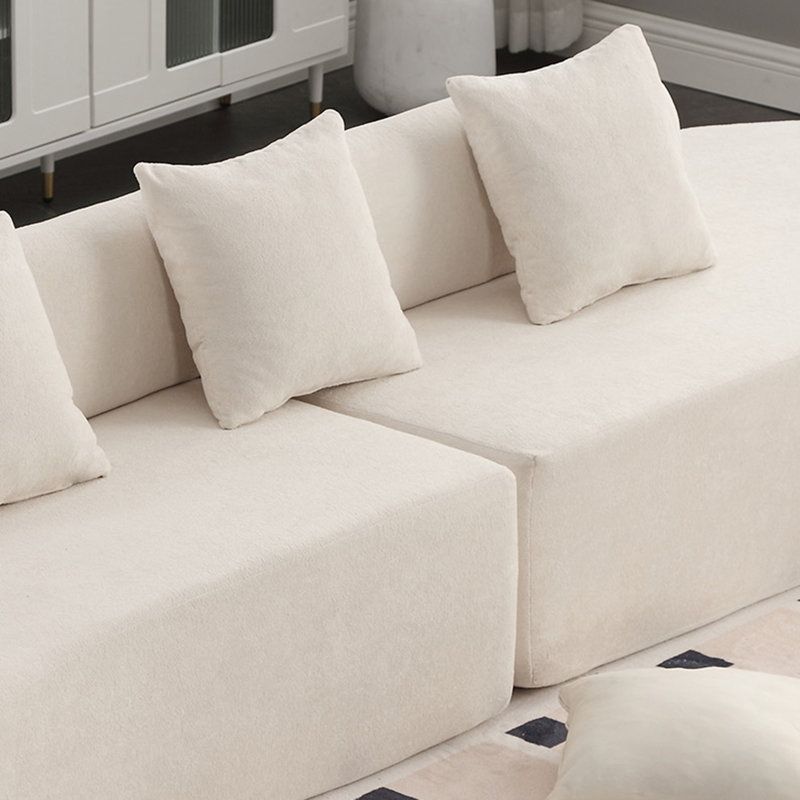 Canapé modulaire 2 pièces sans assemblage Dervil, Polyester beige
