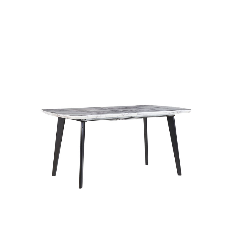 Balmer Extendable Metal Base Dining Table, Black
