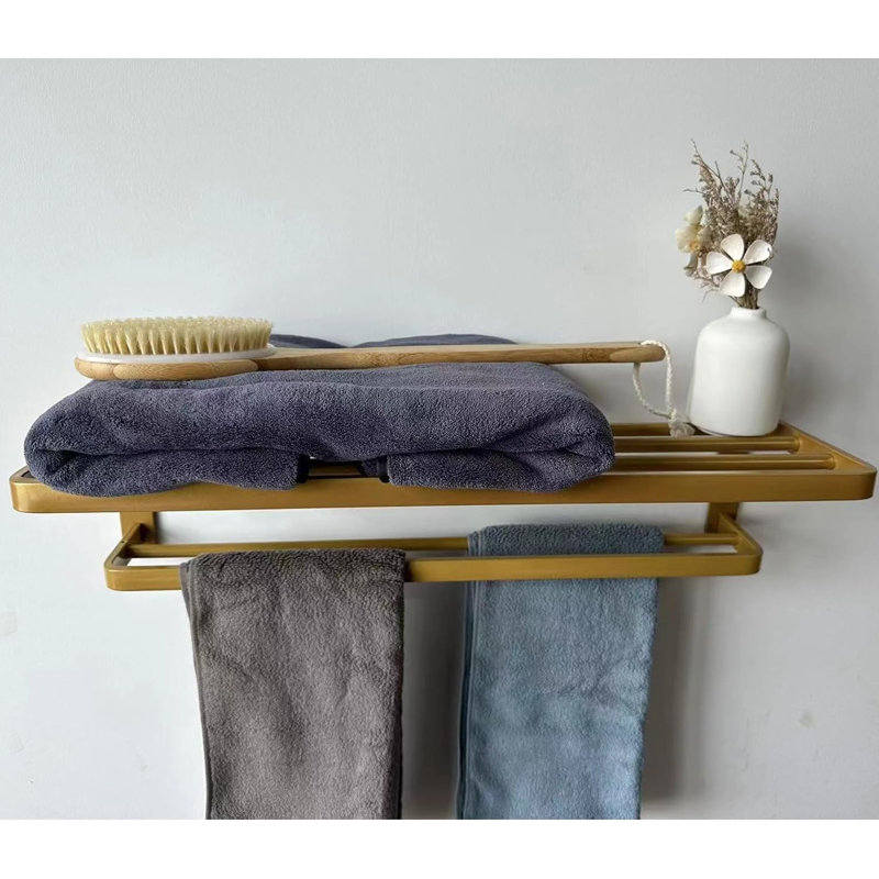 2 porte-serviettes muraux, Or moderne, H 6,7 po x l 16 po x P 8,7 po