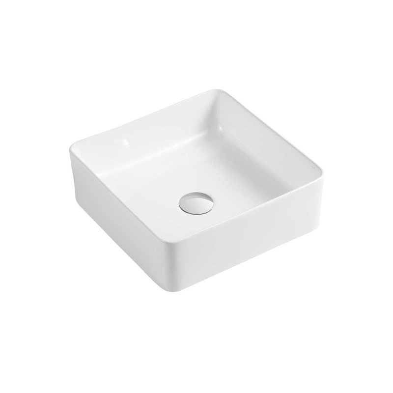 White Stone Hollow 370mm L x 370mm W White Ceramic Square Sink