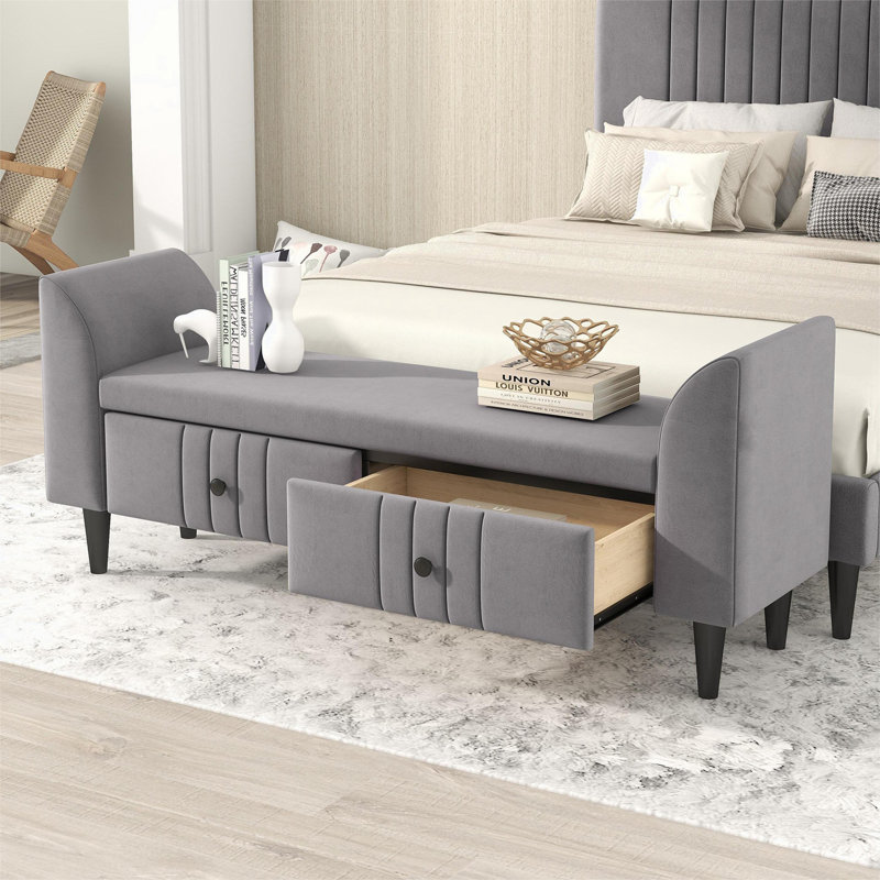 Banc de rangement Edriana, Gris