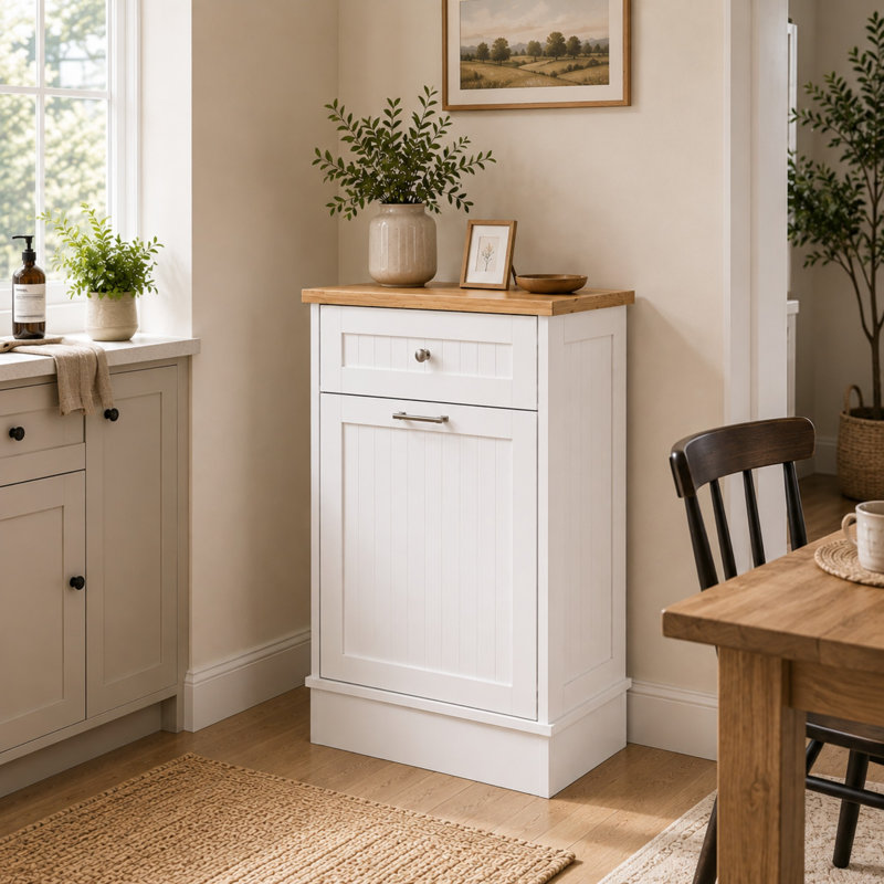 Armoire poubelle inclinable Havant, Blanc