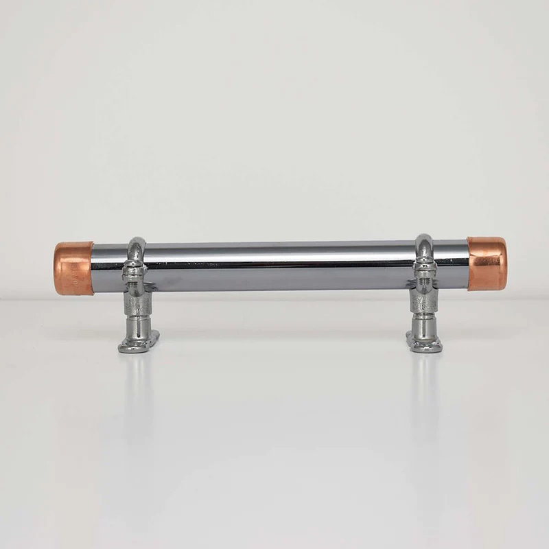 Chrome Bar Handle With Brackets (Thick-Bodied)