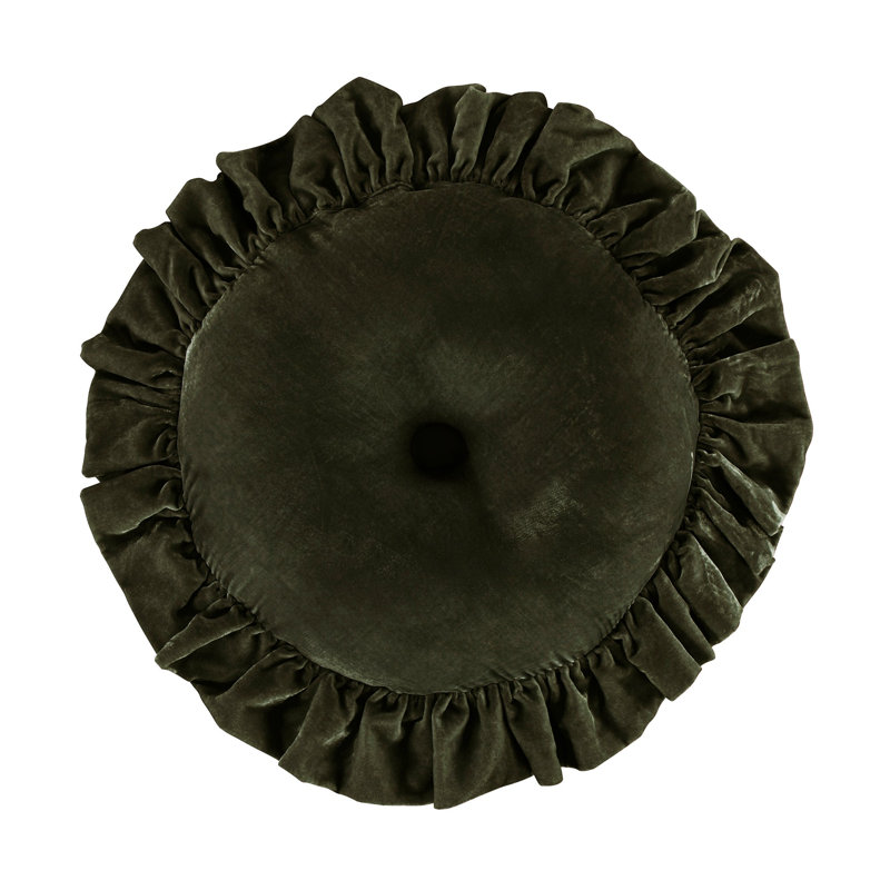 Coussin décoratif rond en velours de soie Stella, Vert fougère