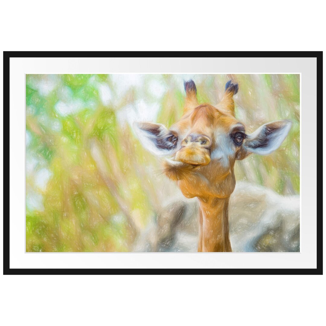 Gerahmtes Poster Giraffe in der Natur