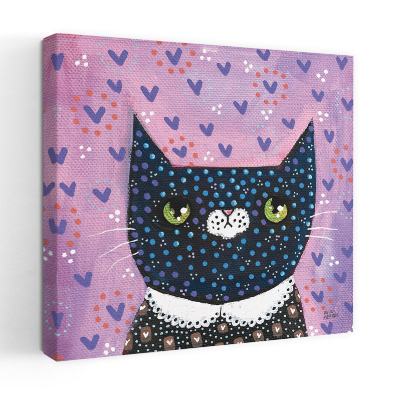 Kooky Cat I Contemporary Cat Art, 32" H x 32" W
