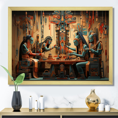 Art amérindien tissant la tapisserie - impression