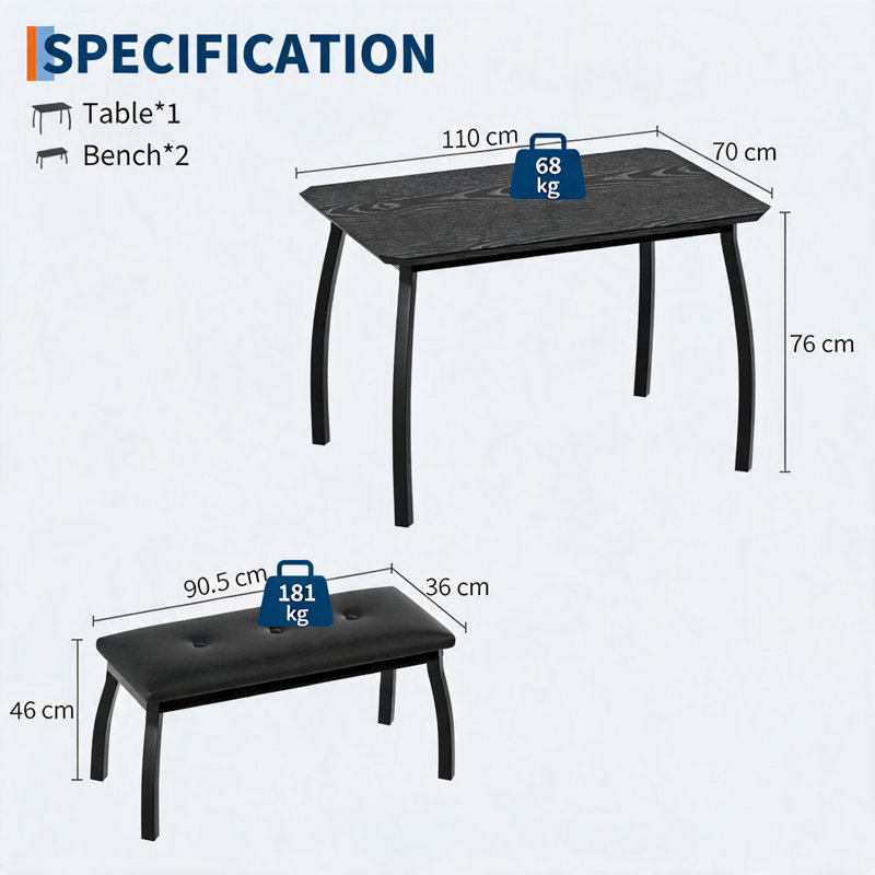 Dining Set, Black, Black