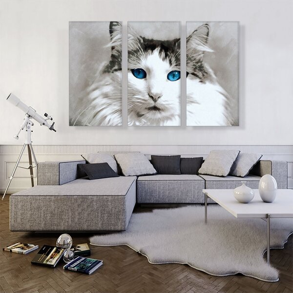 ARTCANVAS Ragdoll Cat Breed Blue Eyes On Canvas 3 Pieces Painting | Wayfair