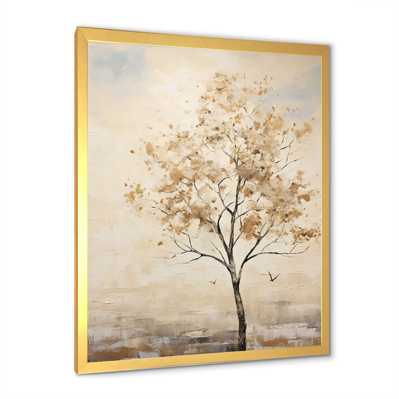 Arbre africain africain I - impressions sur toile, H 40 po x l 30 po, Cadre doré simple
